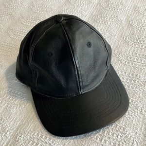 Genuine, leather hat fitted black one size fits‎ most